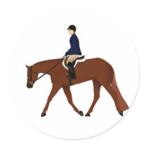 Sorrel English Pleasure Horse Round Stickers