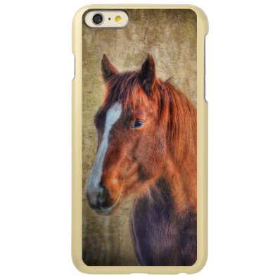 Sorrel Horse Portrait on Rustic Grunge-effect Incipio Feather® Shine iPhone 6 Plus Case