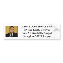 Sorry I don't have a plan.  (Anti-Obama) bumper stickers