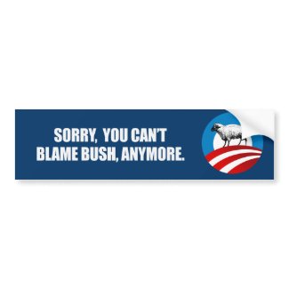 SORRY YOU CANT BLAME BUSH ANYMORE Bumpersticker bumpersticker