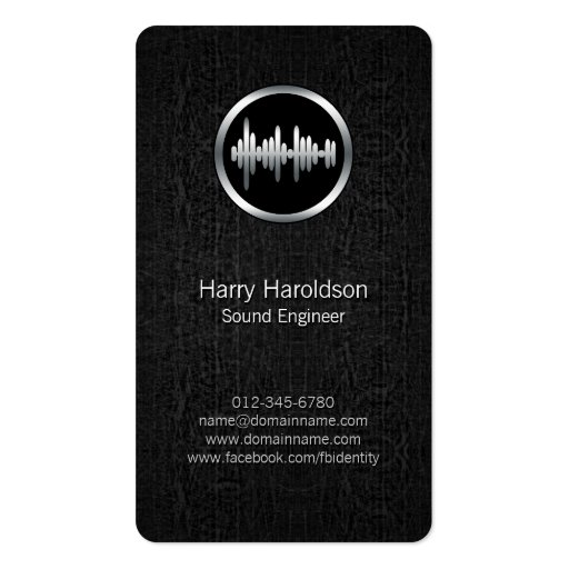 Sound Engineer Sound Wave BlackGrunge BusinessCard Business Card Template (front side)