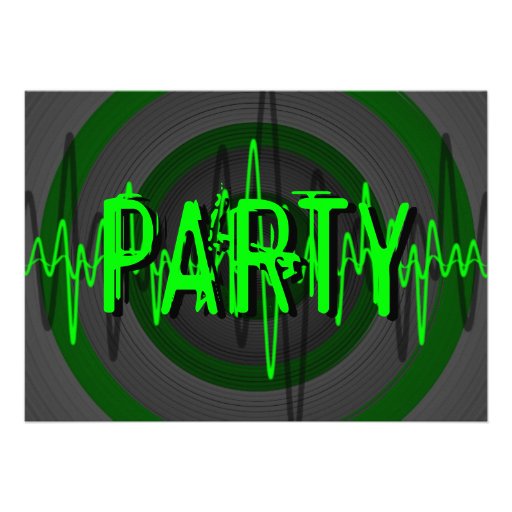 Sound Green Dark 'PARTY' invitation