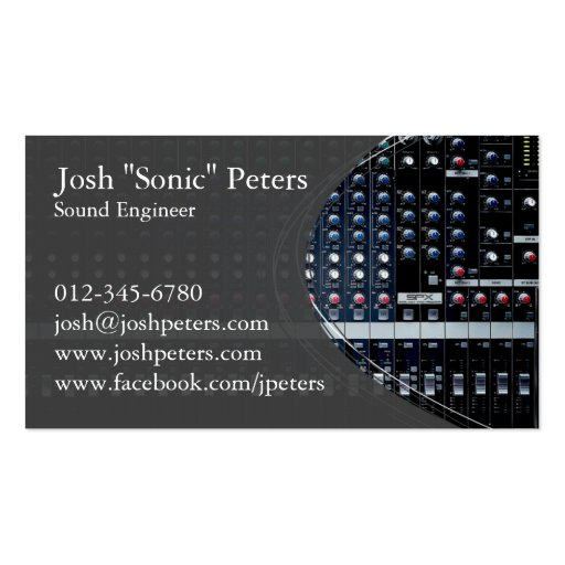 Sound Mixing Console Grey Business Card (front side)