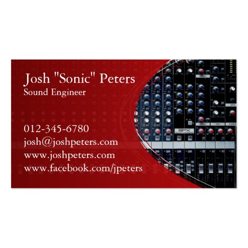 Sound Mixing Console Red Business Card