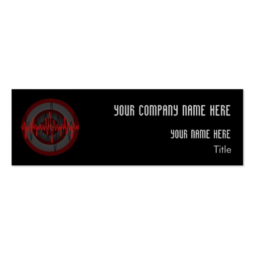 Sound Red Dark Round business card template skinny (front side)
