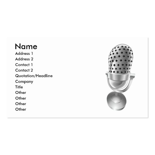 Sound retro microphone mic radio dj business card (front side)