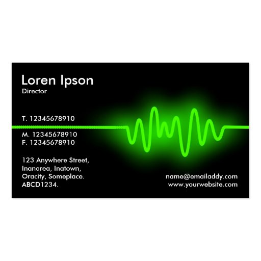 Sound Wave - Green and Black Business Card (back side)