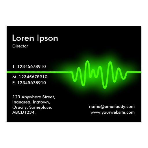 Sound Wave - Green and Black Business Card Template (back side)