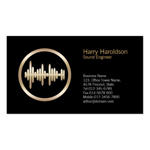 Sound Wave Icon Sound Engineer Business Card (front side)