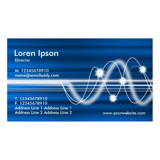 Sound Waves - Blue Brushed Texture Business Card Templates (back side)