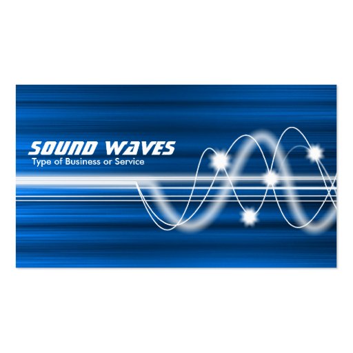 Sound Waves - Blue Brushed Texture Business Card Templates (front side)