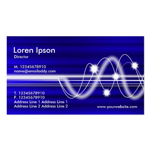 Sound Waves - Blue Brushed Texture Business Card Template (back side)