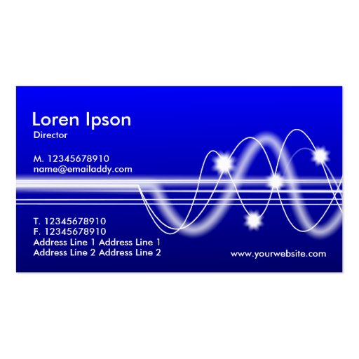Sound Waves - Blue Shaded Business Card Templates (back side)