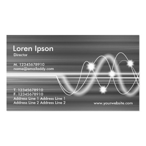 Sound Waves - Brushed Metal Texture Business Card Template (back side)