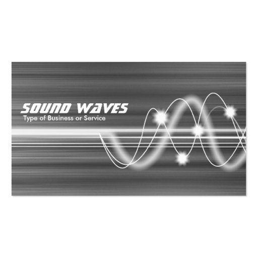 Sound Waves - Brushed Metal Texture Business Card Template (front side)