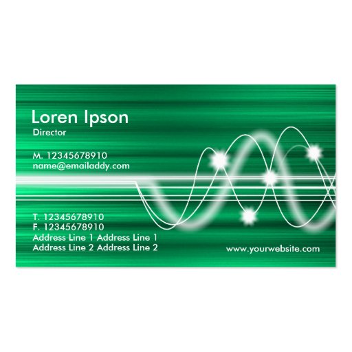 Sound Waves - Green Brushed Texture Business Cards (back side)
