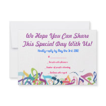 SOUNDS OF THE TORAH Bat Bar Mitzvah Reply Card Personalized Announcement