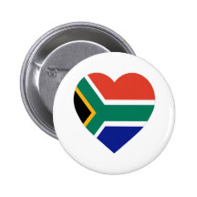 South Africa Flag Heart Button