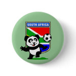 This adorable little panda is too cute! He's featured in front of a large flag from South Africa and ready to play football and score some goals. This cute design is perfect for football players and soccer fans.