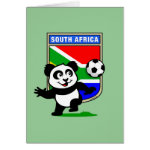 This adorable little panda is too cute! He's featured in front of a large flag from South Africa and ready to play football and score some goals. This cute design is perfect for football players and soccer fans.