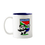 This adorable little panda is too cute! He's featured in front of a large flag from South Africa and ready to play football and score some goals. This cute design is perfect for football players and soccer fans.