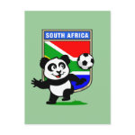 This adorable little panda is too cute! He's featured in front of a large flag from South Africa and ready to play football and score some goals. This cute design is perfect for football players and soccer fans.