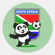 South Africa Football Panda Round Sticker