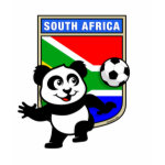 This adorable little panda is too cute! He's featured in front of a large flag from South Africa and ready to play football and score some goals. This cute design is perfect for football players and soccer fans.