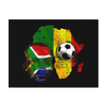 South Africa soccer lovers South AFrican flag face postcards