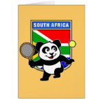 This adorable little panda loves to get out on the court and hits some balls. Panda plays in front of a large flag of South Africa. This is a great design for anyone who loves to play tennis, watch tennis or just loves cute pandas.