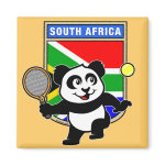 This adorable little panda loves to get out on the court and hits some balls. Panda plays in front of a large flag of South Africa. This is a great design for anyone who loves to play tennis, watch tennis or just loves cute pandas.