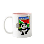 This adorable little panda loves to get out on the court and hits some balls. Panda plays in front of a large flag of South Africa. This is a great design for anyone who loves to play tennis, watch tennis or just loves cute pandas.