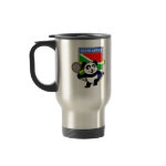 This adorable little panda loves to get out on the court and hits some balls. Panda plays in front of a large flag of South Africa. This is a great design for anyone who loves to play tennis, watch tennis or just loves cute pandas.
