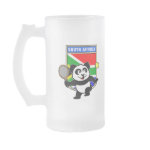 This adorable little panda loves to get out on the court and hits some balls. Panda plays in front of a large flag of South Africa. This is a great design for anyone who loves to play tennis, watch tennis or just loves cute pandas.