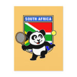 This adorable little panda loves to get out on the court and hits some balls. Panda plays in front of a large flag of South Africa. This is a great design for anyone who loves to play tennis, watch tennis or just loves cute pandas.
