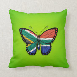 South African Butterfly Flag on Green Pillows