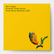 South African rugby bokke green gold envelopes