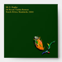South African rugby bokke green gold envelopes