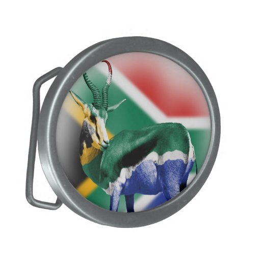 South African Springbuck Flag Belt Buckle