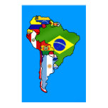 South American flags of South America flag Map Posters