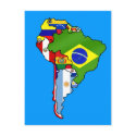 South American flags of South America Map postcards by Funkart South American flags of South America Map postcards