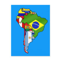 South American flags of South America Map postcards by Funkart South American flags of South America Map postcards