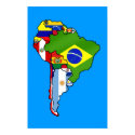South American flags of South America Map posters