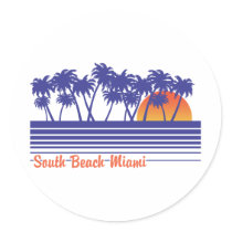 South Beach Miami Round Sticker
