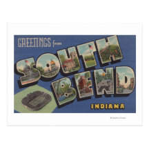 South Bend, Indiana - Large Letter Scenes Postcards