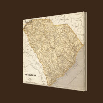 South Carolina Atlas Map canvas prints