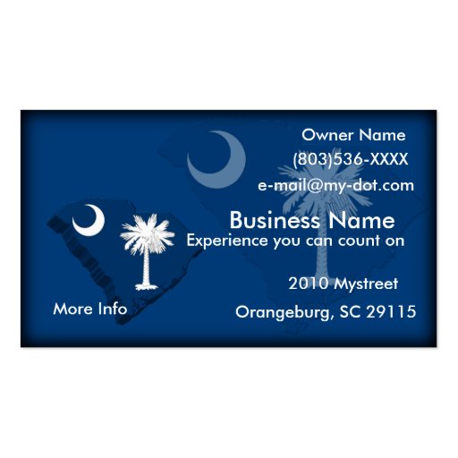 South Carolina Flag Map Business Card (front side)