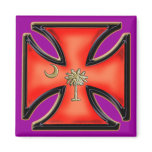 South Carolina Iron Cross In Orange Fridge Magnet