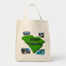 South Carolina Map, Photos and Text Canvas Bag