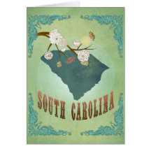 South Carolina Modern Vintage State Map – Green Greeting Card